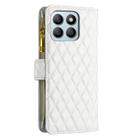 For Honor X8b Diamond Lattice Zipper Wallet Leather Flip Phone Case(White) - 3