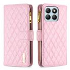 For Honor X8b Diamond Lattice Zipper Wallet Leather Flip Phone Case(Pink) - 1