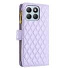 For Honor X8b Diamond Lattice Zipper Wallet Leather Flip Phone Case(Purple) - 3