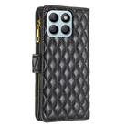 For Honor X8b Diamond Lattice Zipper Wallet Leather Flip Phone Case(Black) - 3