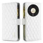 For Honor X9b/Magic6 Lite 5G Diamond Lattice Zipper Wallet Leather Flip Phone Case(White) - 1