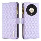 For Honor X9b/Magic6 Lite 5G Diamond Lattice Zipper Wallet Leather Flip Phone Case(Purple) - 1