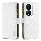 For Honor X7b Diamond Lattice Zipper Wallet Leather Flip Phone Case(White) - 1