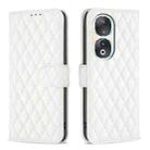 For Honor 90 5G Diamond Lattice Wallet Flip Leather Phone Case(White) - 1