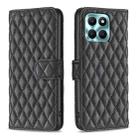 For Honor X6a Diamond Lattice Wallet Flip Leather Phone Case(Black) - 1