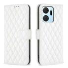 For Honor X7a Diamond Lattice Wallet Flip Leather Phone Case(White) - 1