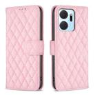 For Honor X7a Diamond Lattice Wallet Flip Leather Phone Case(Pink) - 1