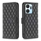 For Honor X7a Diamond Lattice Wallet Flip Leather Phone Case(Black) - 1