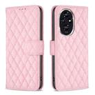 For Honor 200 Diamond Lattice Wallet Flip Leather Phone Case(Pink) - 1