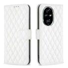 For Honor 200 Pro Diamond Lattice Wallet Flip Leather Phone Case(White) - 1