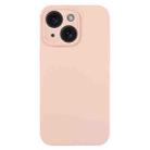 For iPhone 15 Pure Color Liquid Silicone Fine Pore Phone Case(Sand Pink) - 1
