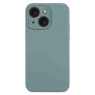 For iPhone 15 Pure Color Liquid Silicone Fine Pore Phone Case(Pine Needle Green) - 1