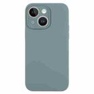 For iPhone 14 Plus Pure Color Liquid Silicone Fine Pore Phone Case(Pine Needle Green) - 1