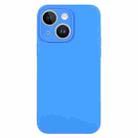 For iPhone 14 Plus Pure Color Liquid Silicone Fine Pore Phone Case(Lake Blue) - 1