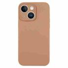 For iPhone 14 Pure Color Liquid Silicone Fine Pore Phone Case(Light Brown) - 1