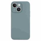 For iPhone 14 Pure Color Liquid Silicone Fine Pore Phone Case(Pine Needle Green) - 1