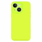 For iPhone 14 Pure Color Liquid Silicone Fine Pore Phone Case(Bright Green) - 1