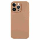 For iPhone 14 Pro Pure Color Liquid Silicone Fine Pore Phone Case(Light Brown) - 1