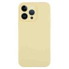 For iPhone 14 Pro Max Pure Color Liquid Silicone Fine Pore Phone Case(Creamy Yellow) - 1