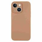 For iPhone 13 Pure Color Liquid Silicone Fine Pore Phone Case(Light Brown) - 1