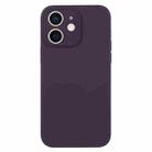 For iPhone 12 Pure Color Liquid Silicone Fine Pore Phone Case(Berry Purple) - 1