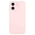 For iPhone 12 Pure Color Liquid Silicone Fine Pore Phone Case(Grey Pink) - 1