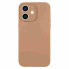 For iPhone 12 Pure Color Liquid Silicone Fine Pore Phone Case(Light Brown) - 1