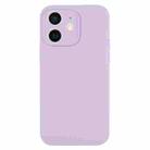 For iPhone 12 Pure Color Liquid Silicone Fine Pore Phone Case(Lilac Purple) - 1