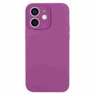 For iPhone 12 Pure Color Liquid Silicone Fine Pore Phone Case(Grape Purple) - 1