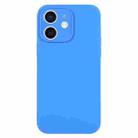 For iPhone 12 Pure Color Liquid Silicone Fine Pore Phone Case(Lake Blue) - 1