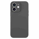 For iPhone 12 Pure Color Liquid Silicone Fine Pore Phone Case(Charcoal Black) - 1