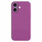 For iPhone 16 Plus Pure Color Liquid Silicone Fine Pore Phone Case(Grape Purple) - 1