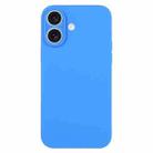 For iPhone 16 Plus Pure Color Liquid Silicone Fine Pore Phone Case(Lake Blue) - 1