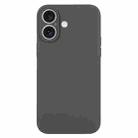 For iPhone 16 Plus Pure Color Liquid Silicone Fine Pore Phone Case(Charcoal Black) - 1