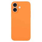 For iPhone 16 Pure Color Liquid Silicone Fine Pore Phone Case(Orange) - 1