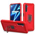 For OPPO Realme 6 Pro Carbon Fiber Protective Case with 360 Degree Rotating Ring Holder(Red) - 1