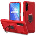 For OPPO Realme 6 Carbon Fiber Protective Case with 360 Degree Rotating Ring Holder(Red) - 1