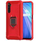 For OPPO Realme 6 Carbon Fiber Protective Case with 360 Degree Rotating Ring Holder(Red) - 2