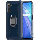 For OPPO Realme 6 Carbon Fiber Protective Case with 360 Degree Rotating Ring Holder(Blue) - 1