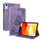 For Xiaomi Redmi Pad SE 11 inch Butterfly Flower Embossed Leather Tablet Case(Purple) - 1