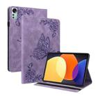 For Xiaomi Pad 5 Pro 12.4 Butterfly Flower Embossed Leather Tablet Case(Purple) - 1