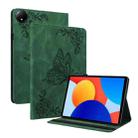 For Xiaomi Redmi Pad SE 8.7 Butterfly Flower Embossed Leather Tablet Case(Green) - 1