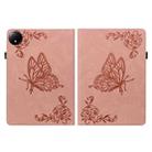 For Xiaomi Redmi Pad SE 8.7 Butterfly Flower Embossed Leather Tablet Case(Rose Gold) - 2