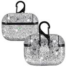 For AirPods Pro PC + PU Love-heart Shape Glitter Earphone Protective Case with Hook(Silver) - 1