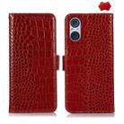 For Sony Xperia 5 V Crocodile Top Layer Cowhide Leather Phone Case(Red) - 1