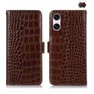 For Sony Xperia 10 VI Crocodile Top Layer Cowhide Leather Phone Case(Brown) - 1