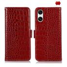 For Sony Xperia 10 VI Crocodile Top Layer Cowhide Leather Phone Case(Red) - 1