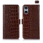 For Sony Xperia 5 VI Crocodile Top Layer Cowhide Leather Phone Case(Brown) - 1