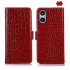 For Sony Xperia 5 VI Crocodile Top Layer Cowhide Leather Phone Case(Red) - 1