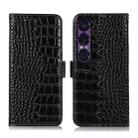 For Sony Xperia 1 VII Crocodile Top Layer Cowhide Leather Phone Case(Black) - 1